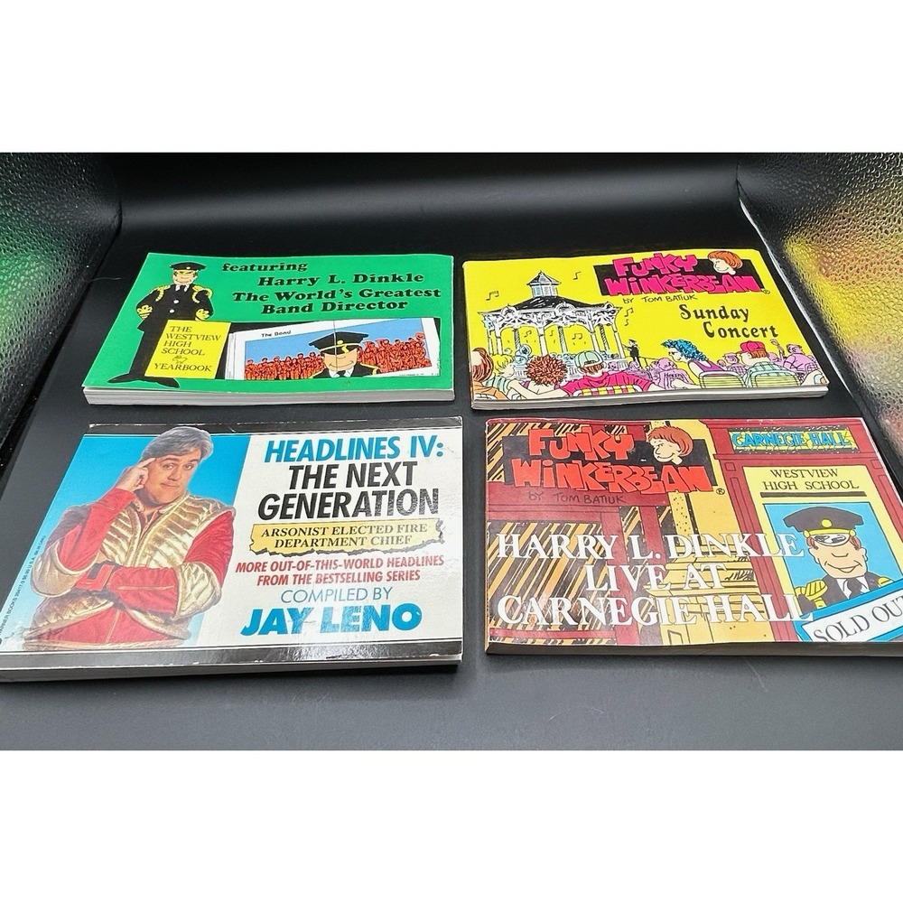 Vintage Humor Book Lot 4 Funky Winkerbean Tom Batiuk Jay Leno Headlines Lot Of 4